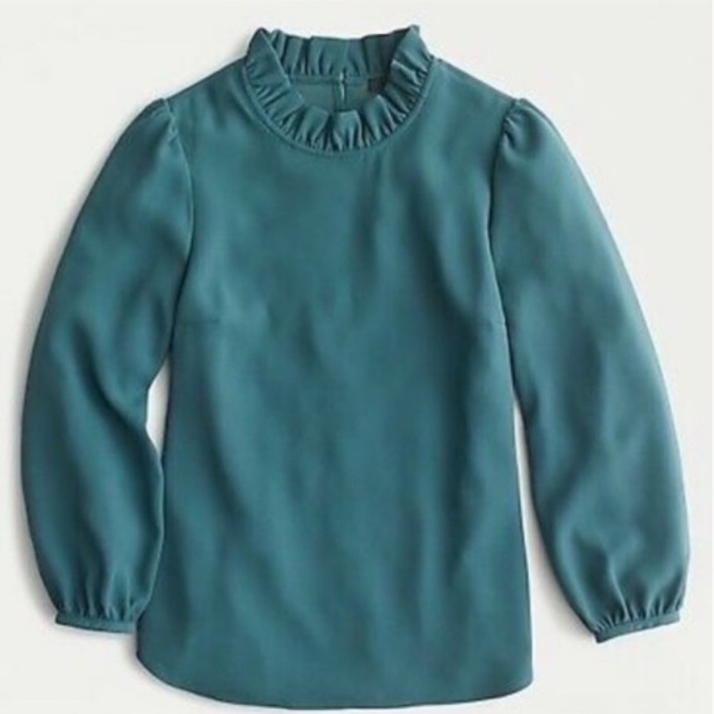 J.Crew crepe ruffle neck long sleeve NWT